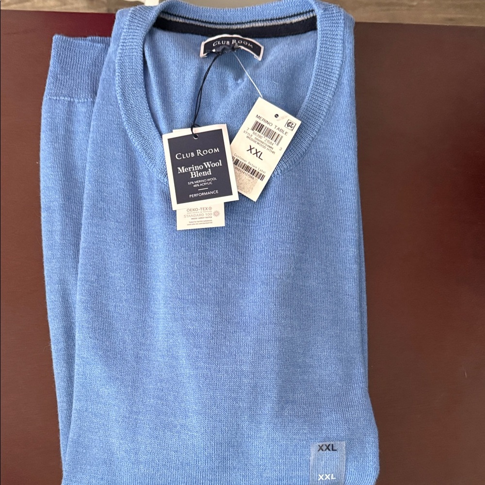 Club Room Men's V-Neck Sweater in Soft Blue